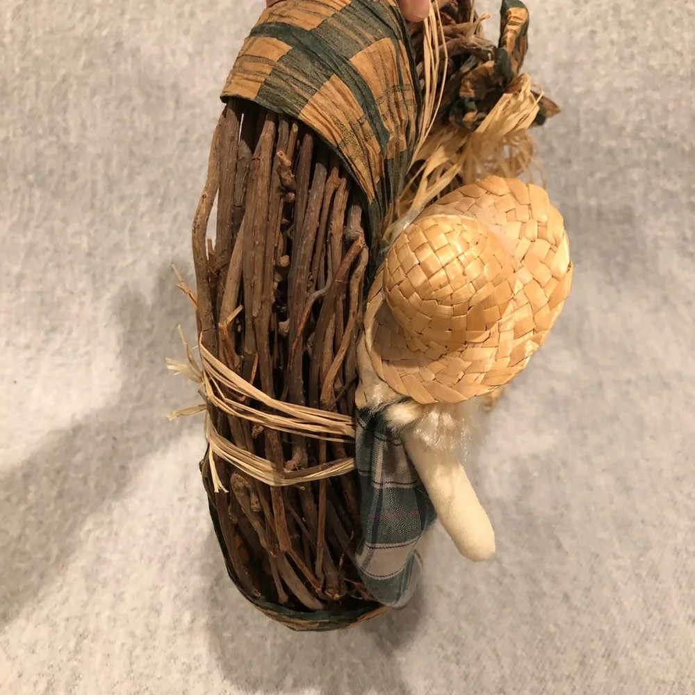 NWOT - Charming Rustic-look Plaid Doll Wreath with Raffia Trim
